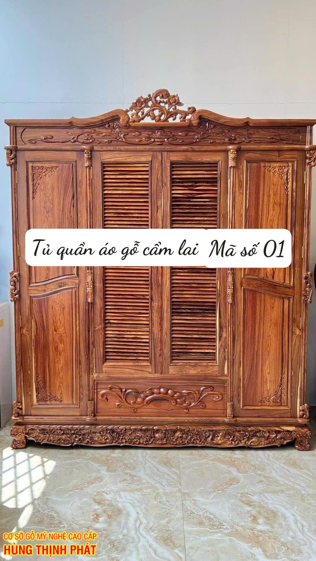 Tủ Quần Áo Gỗ Cẩm Lai – Tuyệt Phẩm Nội Thất Đẳng Cấp Vĩnh Cửu